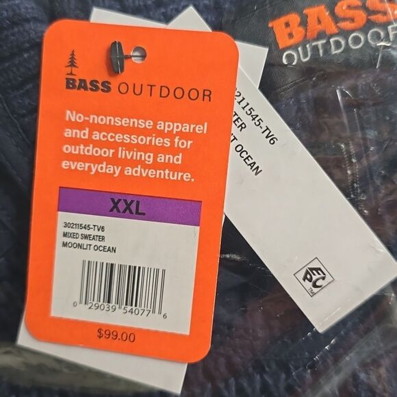 729 NWT BASS OUTDOOR Men's 1/4 Zip Sweater Size 2XL - Picture 4 of 7